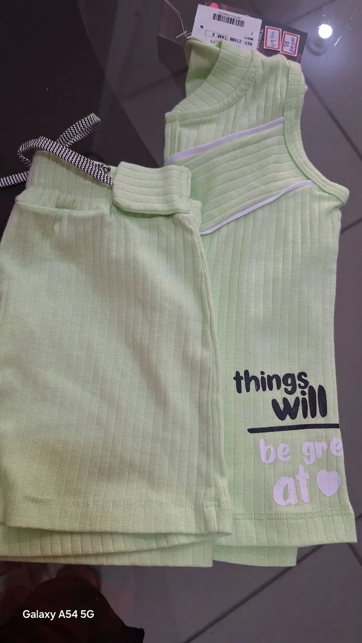 Conjunto Angerô menina  malha canelada 6 anos  - Foto 3