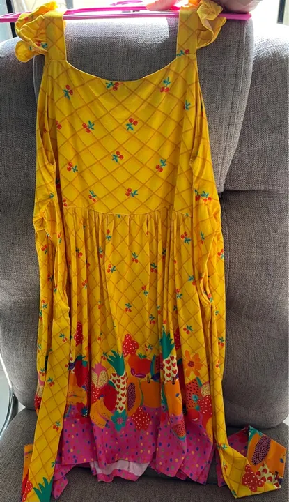 Vestido Infantil Frutas - Tamanho 8 anos