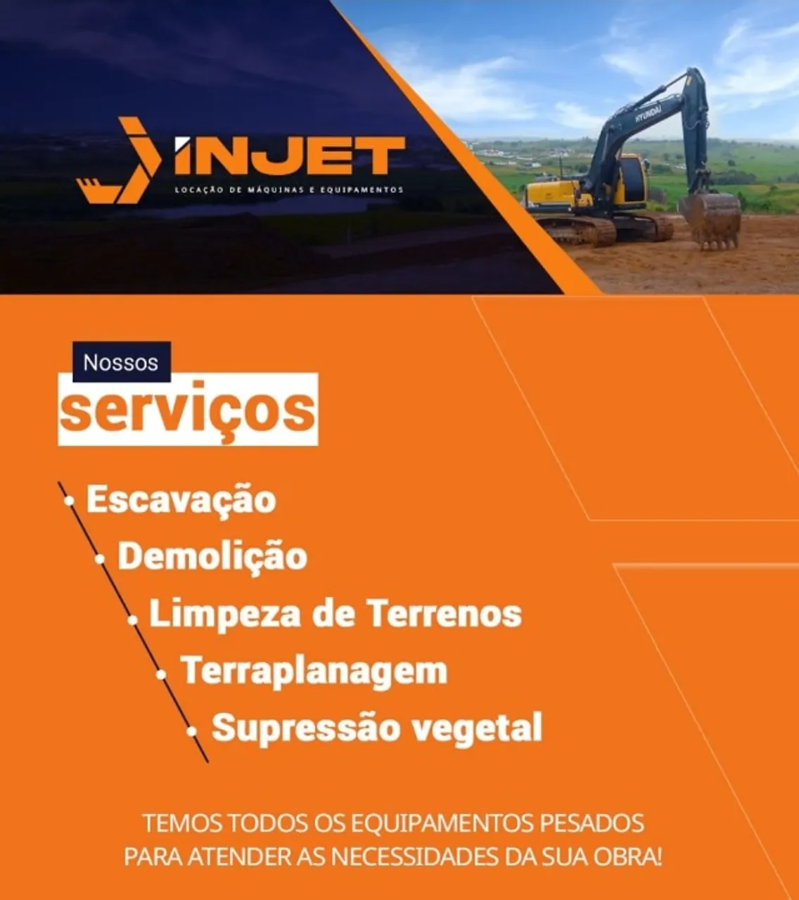 Aluguel de Máquinas Pesadas, serviços de engenharia e outros serviços.