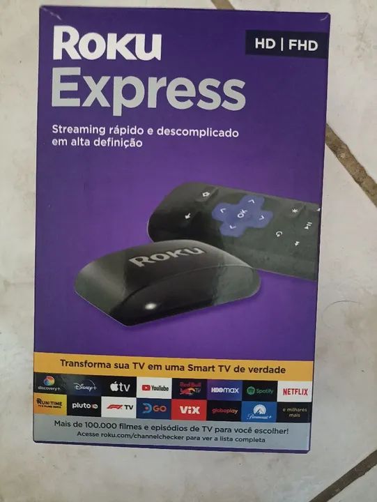 Só Hj, por R$ 100,00 Roku, Streaming para TV HD e FULL HD, Novo na Caixa com Manual.