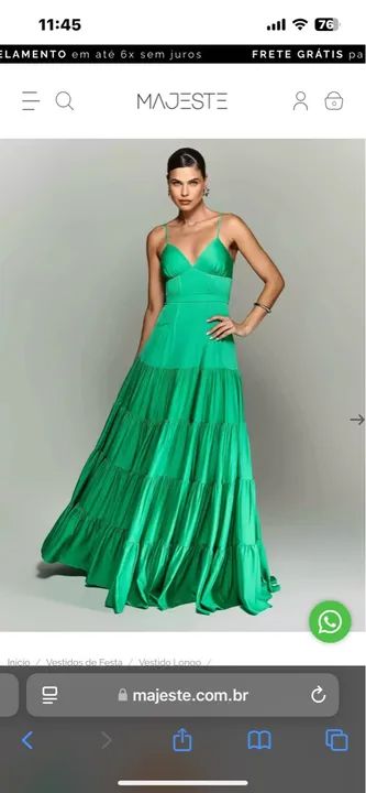 Vestido longo verde para festa majeste