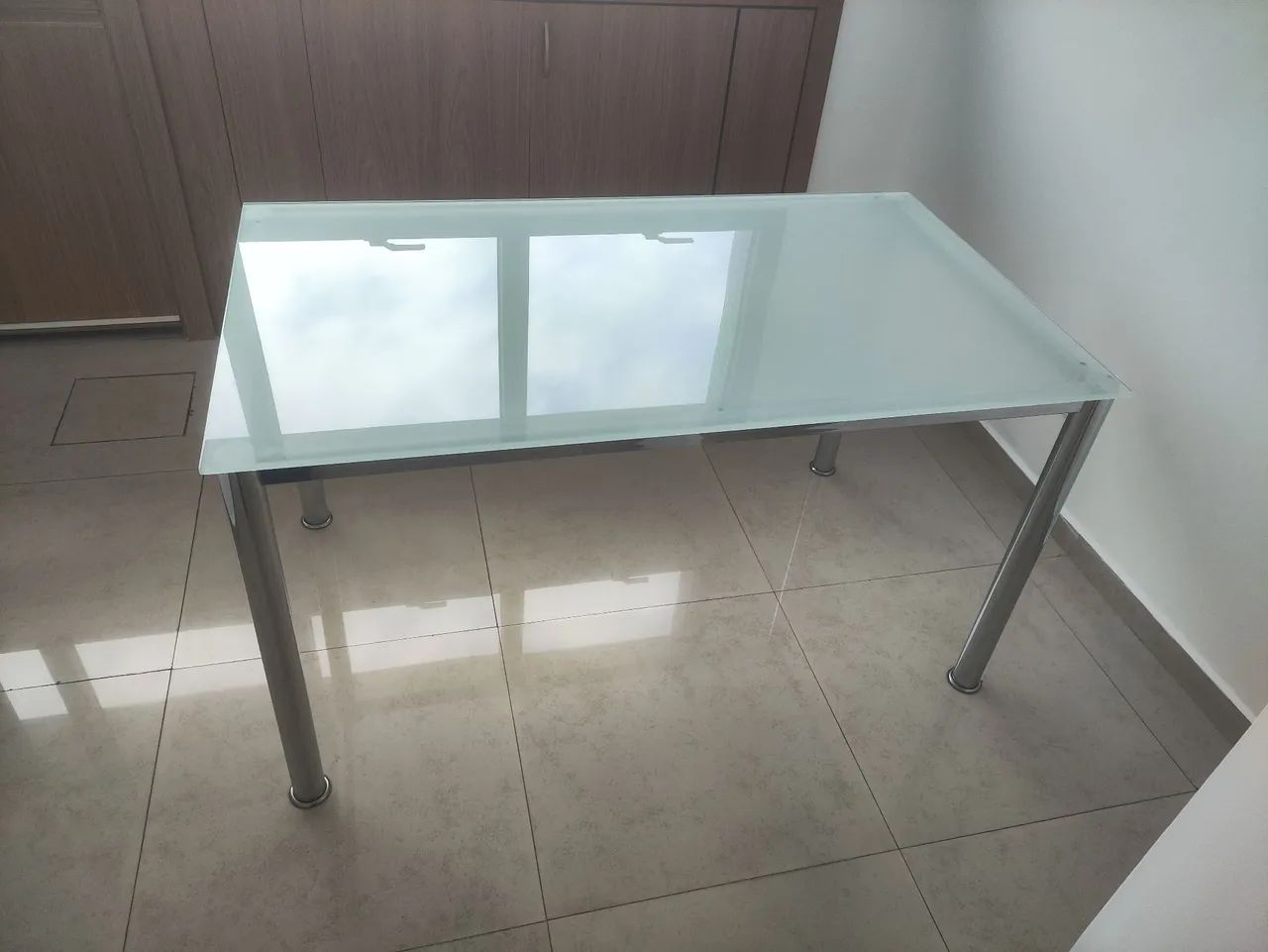 Mesa de vidro Branco
