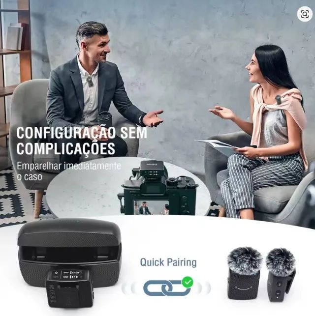 Microfone De Lapela Sem Fio Fifine M9 para Iphone/Android/CA - Foto 2