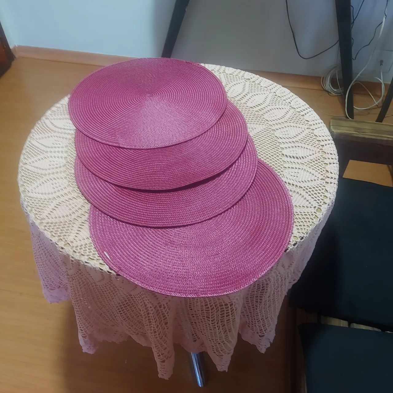 Jogo Americano de Palha 4 Peças Rosa - Foto 2