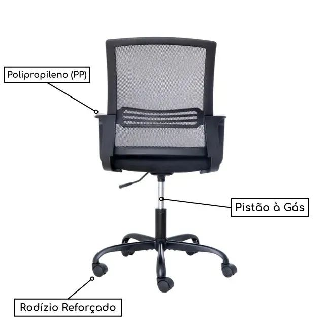 Cadeira Diretor Escritório Tela JOY Preta Design Ergonômico Conforto e Estilo 34007 - Foto 4