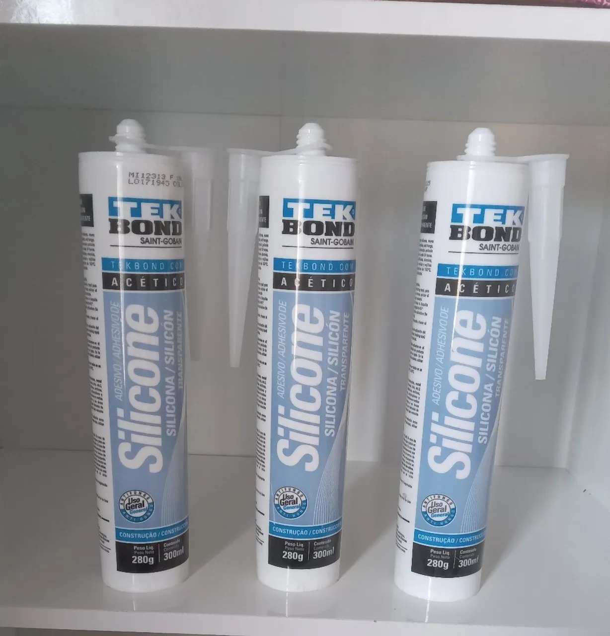 Silicone Acético Transparente Tekbond para Construção - 280g