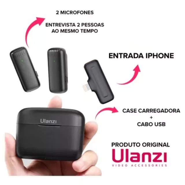 Microfone Sem Fio lapela Para iPhone iPad 2 Mics Entrada Lightning ( Novo) - Foto 5