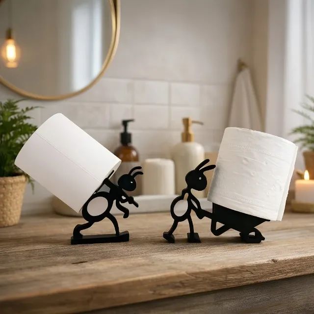 Kit Duas Formigas Suporte Papel Higiênico Ou Papel Toalha