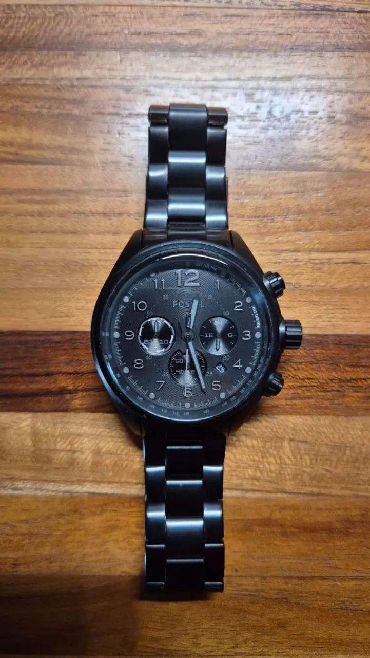 Relógio Fossil all Black com pulseira de aço  - Foto 2
