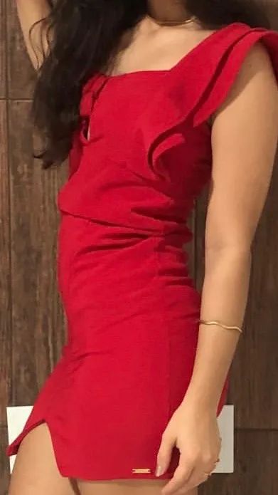 Vestido vermelho com babado lateral  - Foto 2