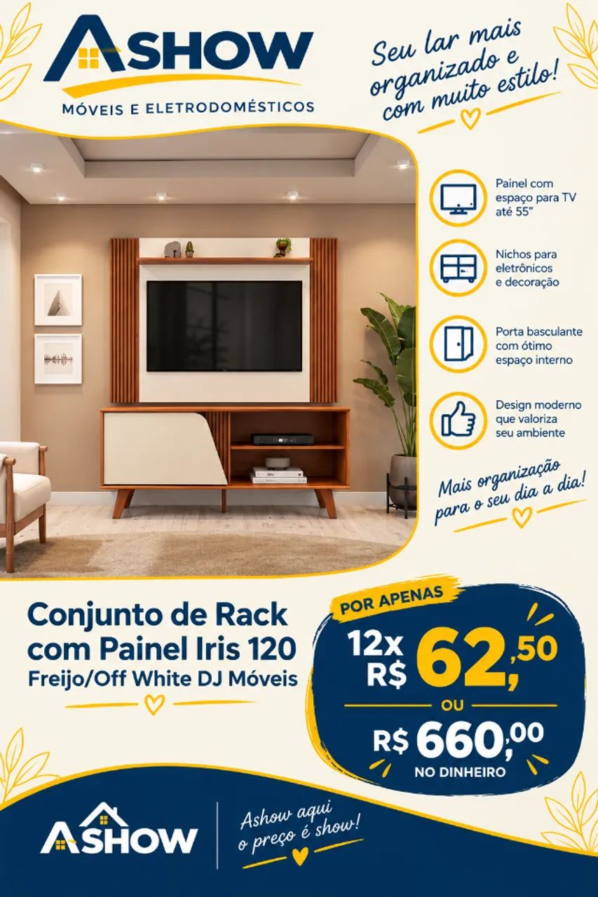 Conjunto de rack com painel 