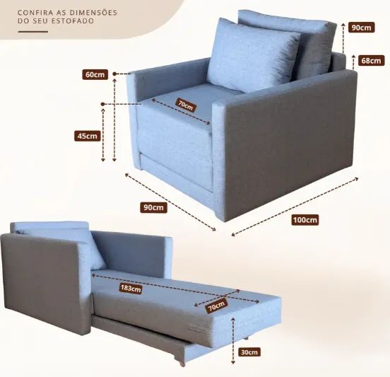 Poltrona Cama | Solteiro | Tecido Acquablock - Foto 3