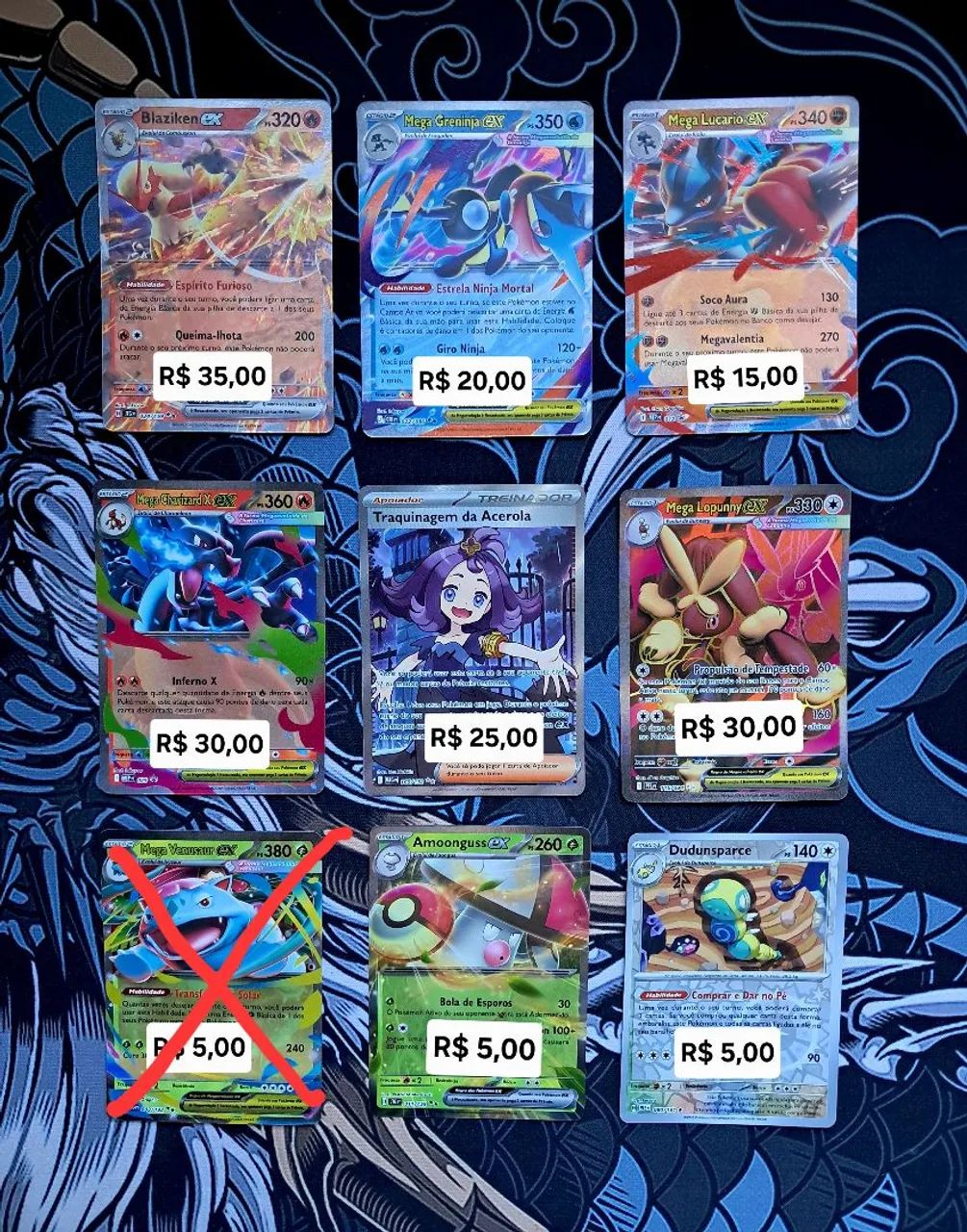 Cartas Pokémon IR, Ex, Promo e Mega - Lote 01
