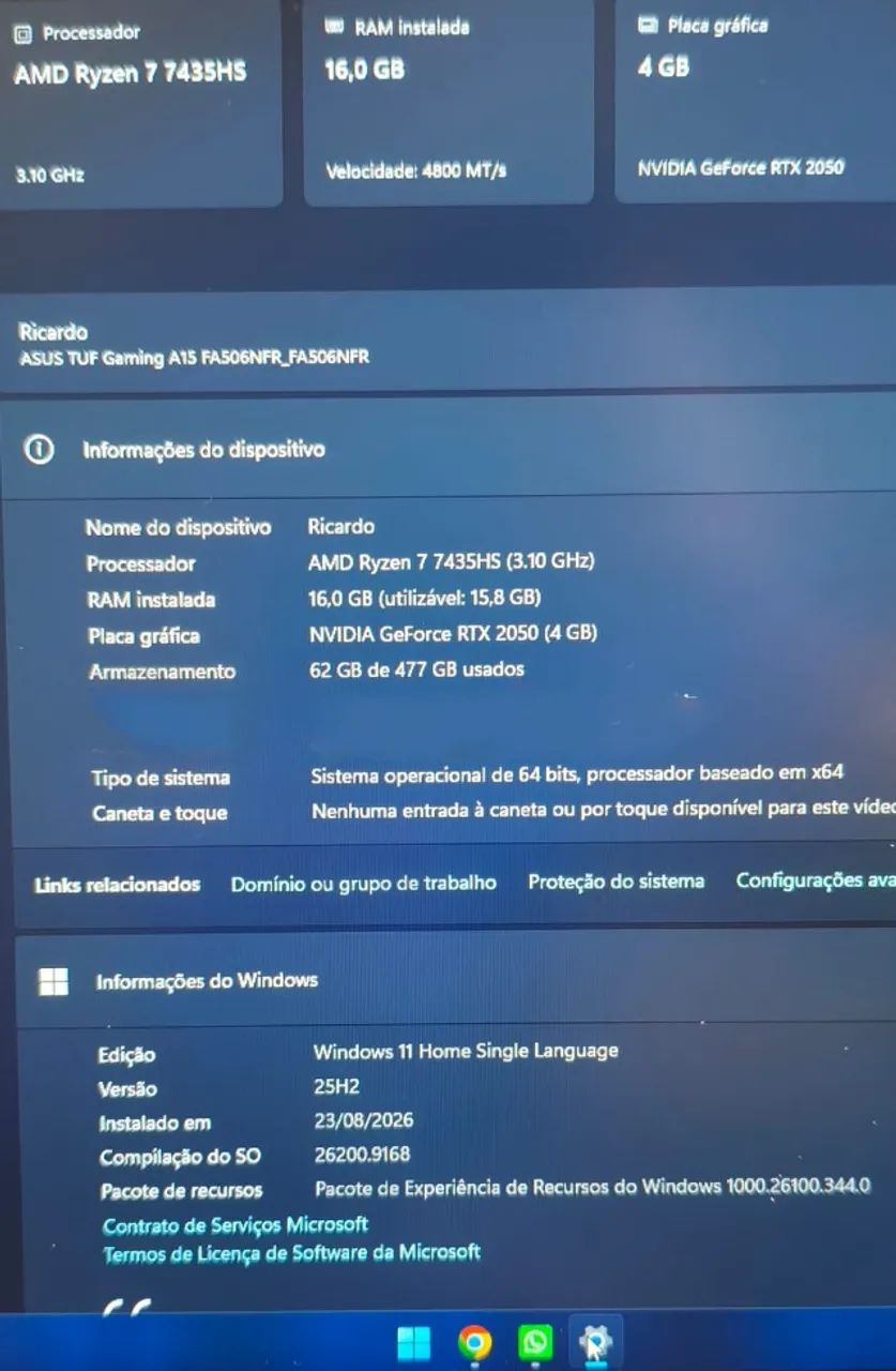 Notebook Gamer Asus Tuf Gaming A15 - Foto 4