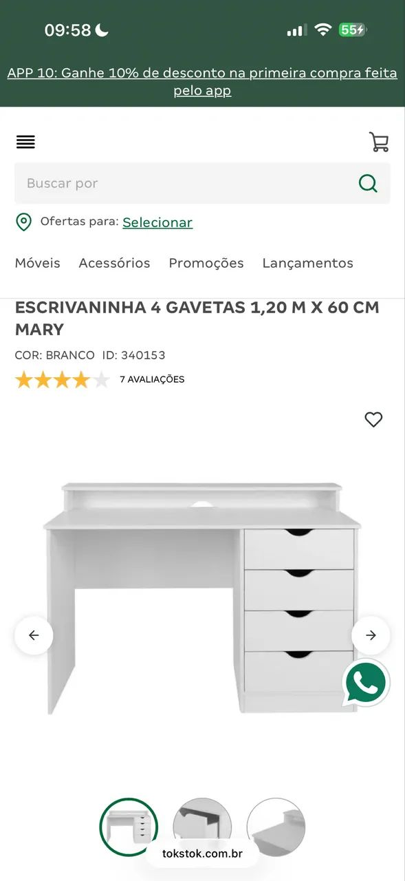 ESCRIVANINHA BRANCA TOK STOK