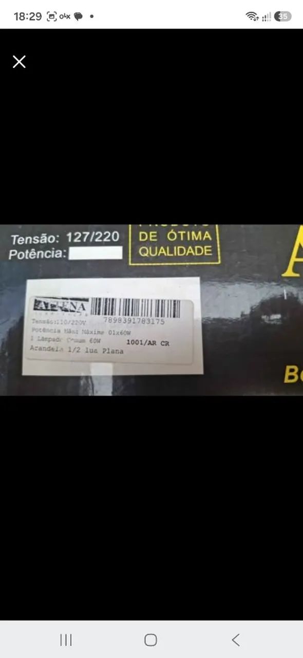 Luminária Attena nova na caixa