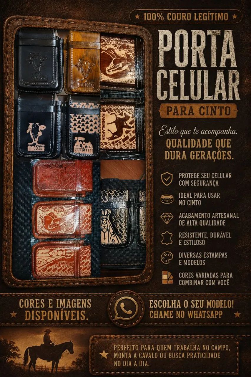 PORTA CELULAR EM COURO LEGÍTIMO!!?