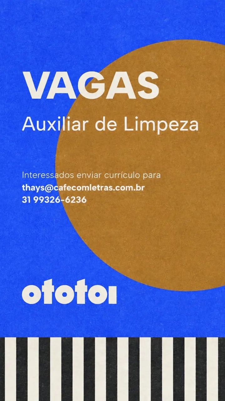 VAGA ABERTA | AUXILIAR DE LIMPEZA