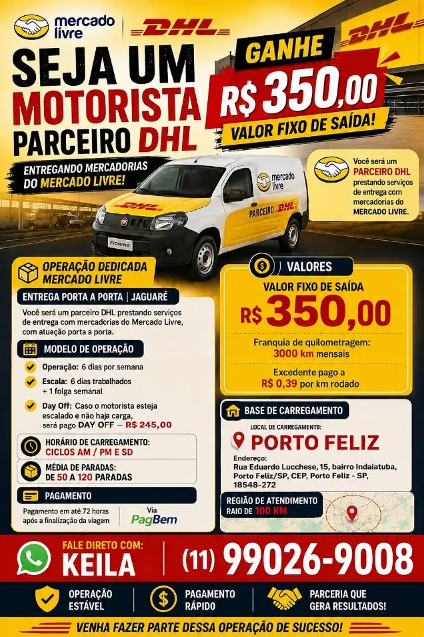 ? *SEJA UM MOTORISTA AGREGADO DHL!* 