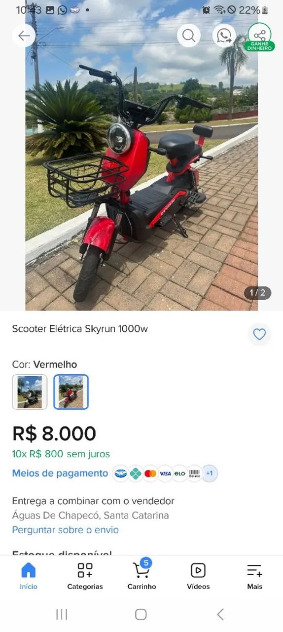 Scooter eletrica 1000 wts! Sobe morros  - Foto 2