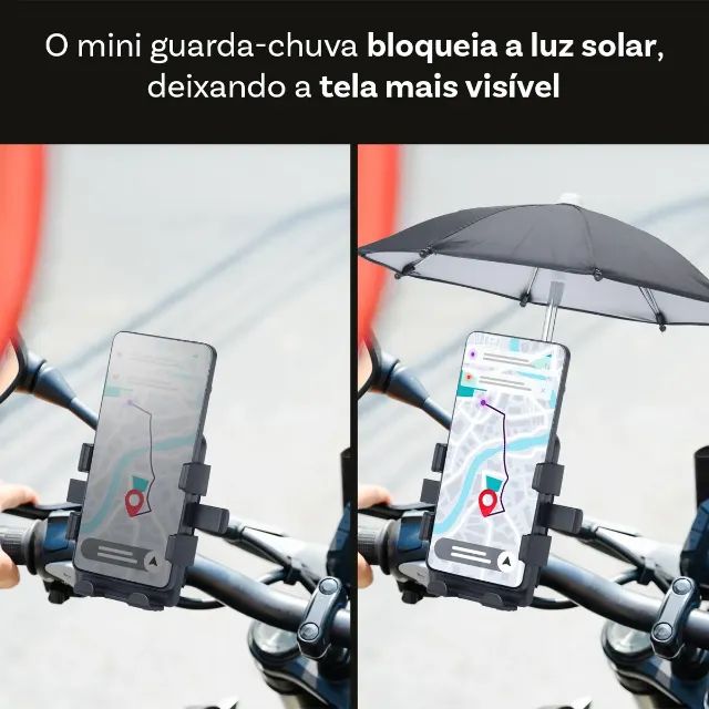 Suporte Mini Guarda-Chuva Para Celular Universal Moto E Bike - Foto 3