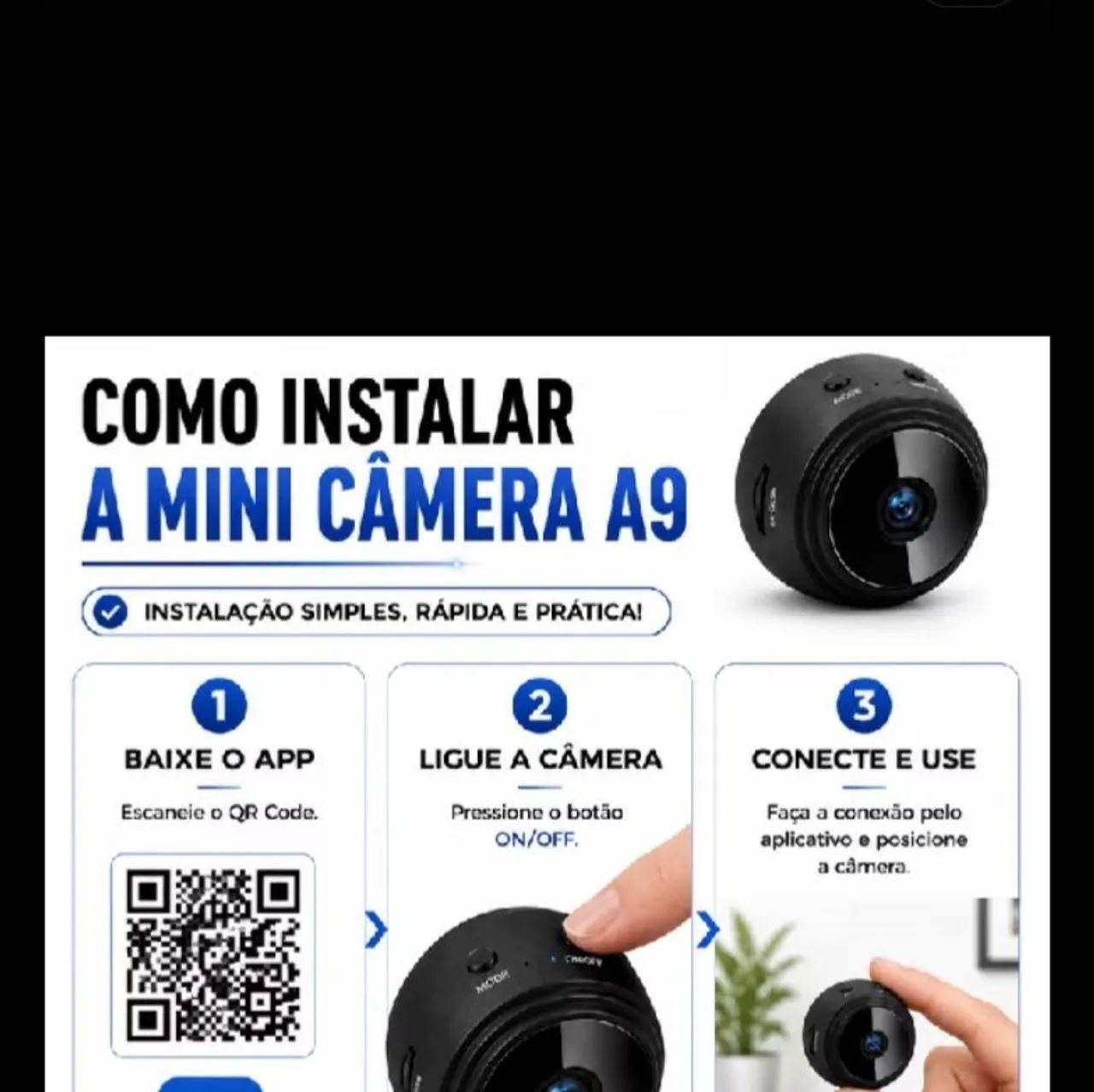 Câmera Sem Fio Compacta Wi-Fi - NOVA - Foto 3