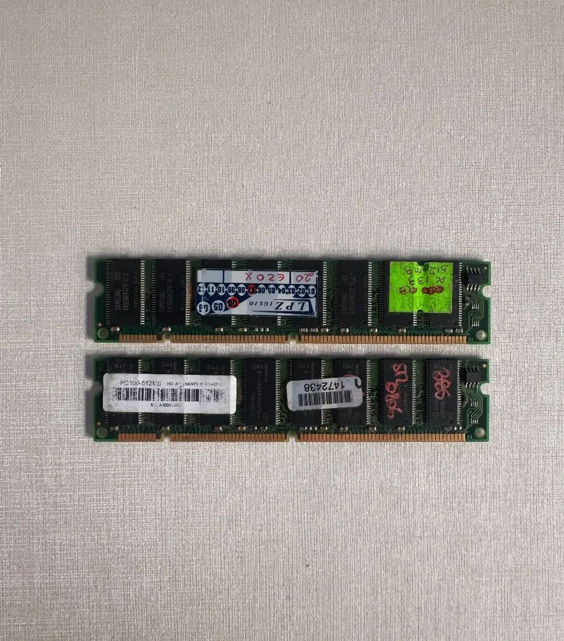 Lote 18 Memórias RAM SDRAM DIMM PC100 PC133 (512MB, 256MB, 128MB