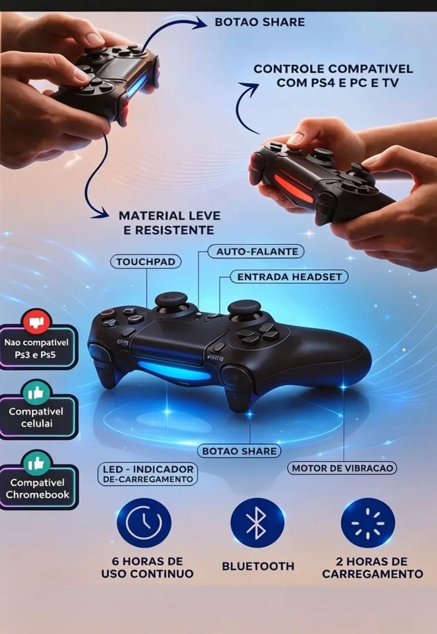 Controle Ps4 - Foto 3