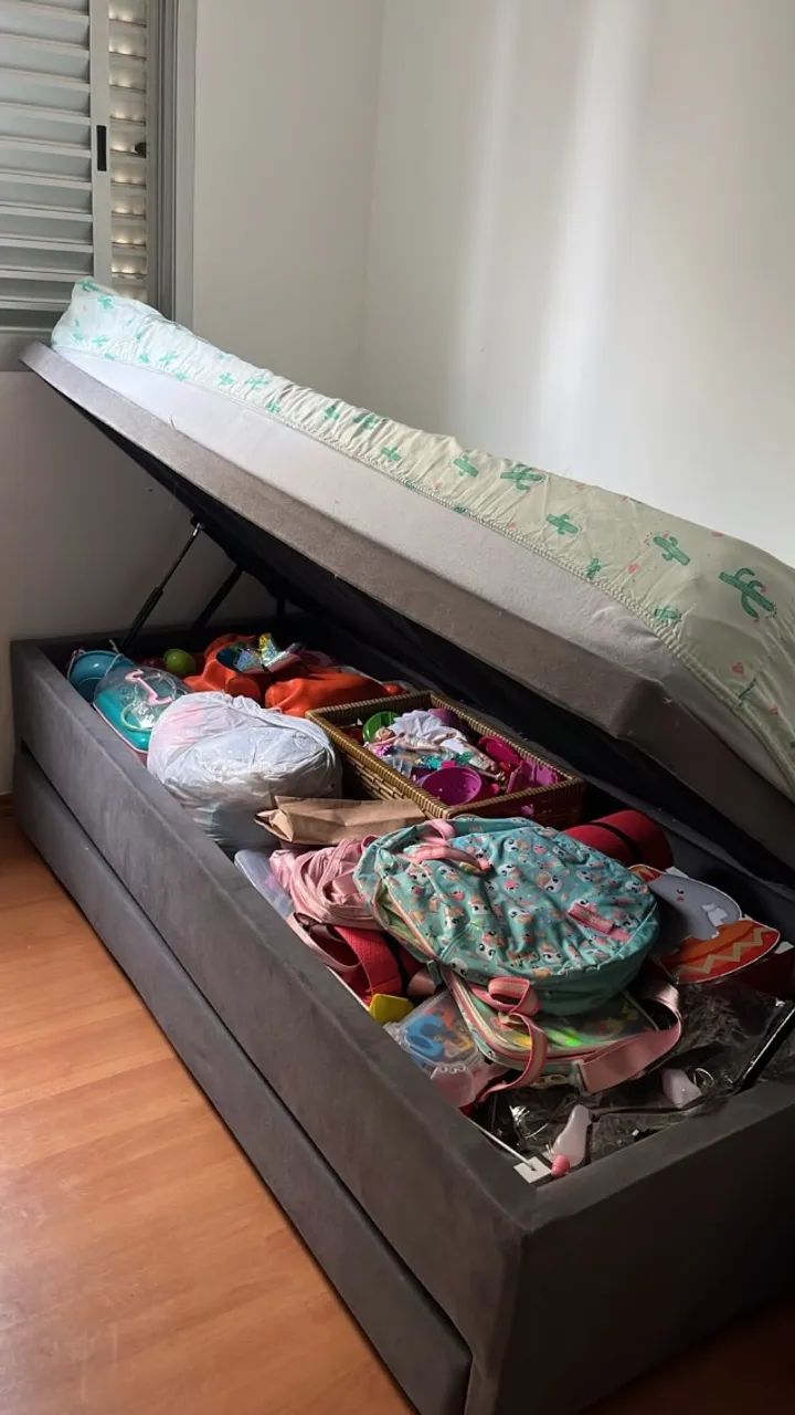 Cama box solteiro (bicama e baú)