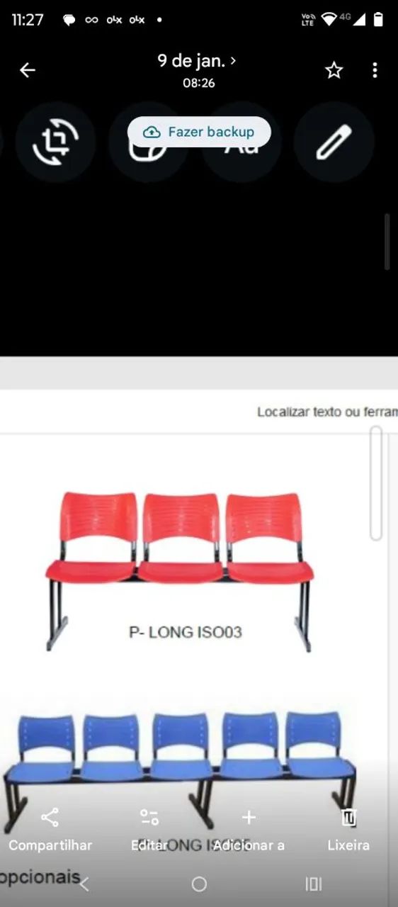 LONGARINA SALA DE ESPERA PVC 3 LUGARES.TEL/ZAP 71- *