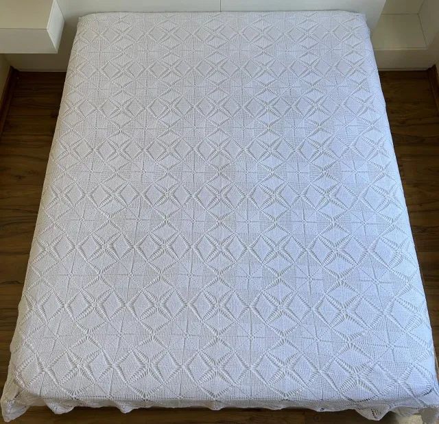 Colcha de Crochê Artesanal Branca
