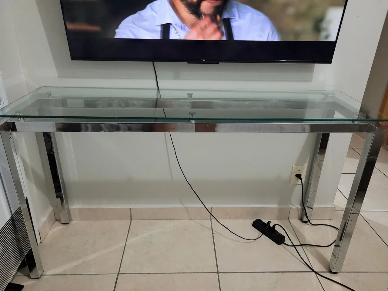 Mesa inox com vidro