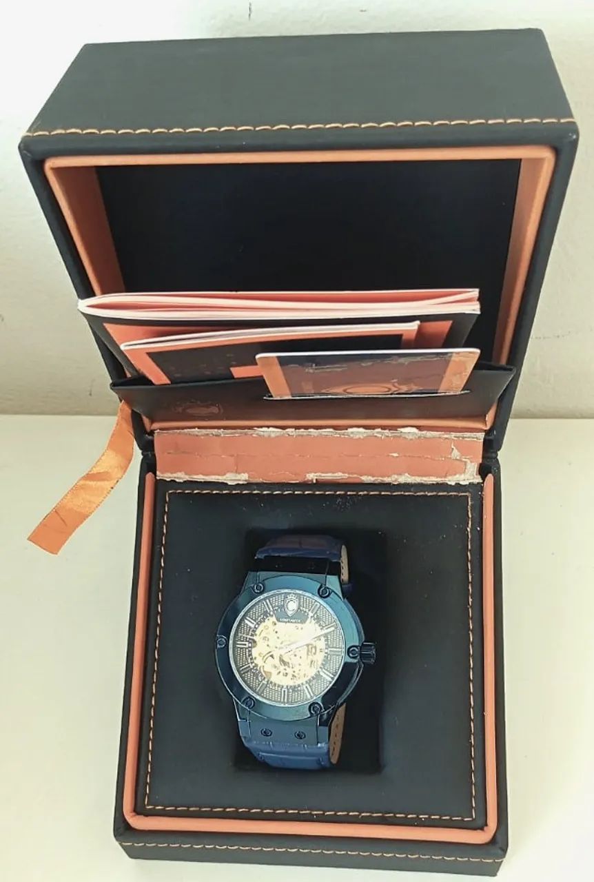Relógio Automático Constantim Skeleton Hive Blue (modelo G0444B) - Impecável - Foto 2