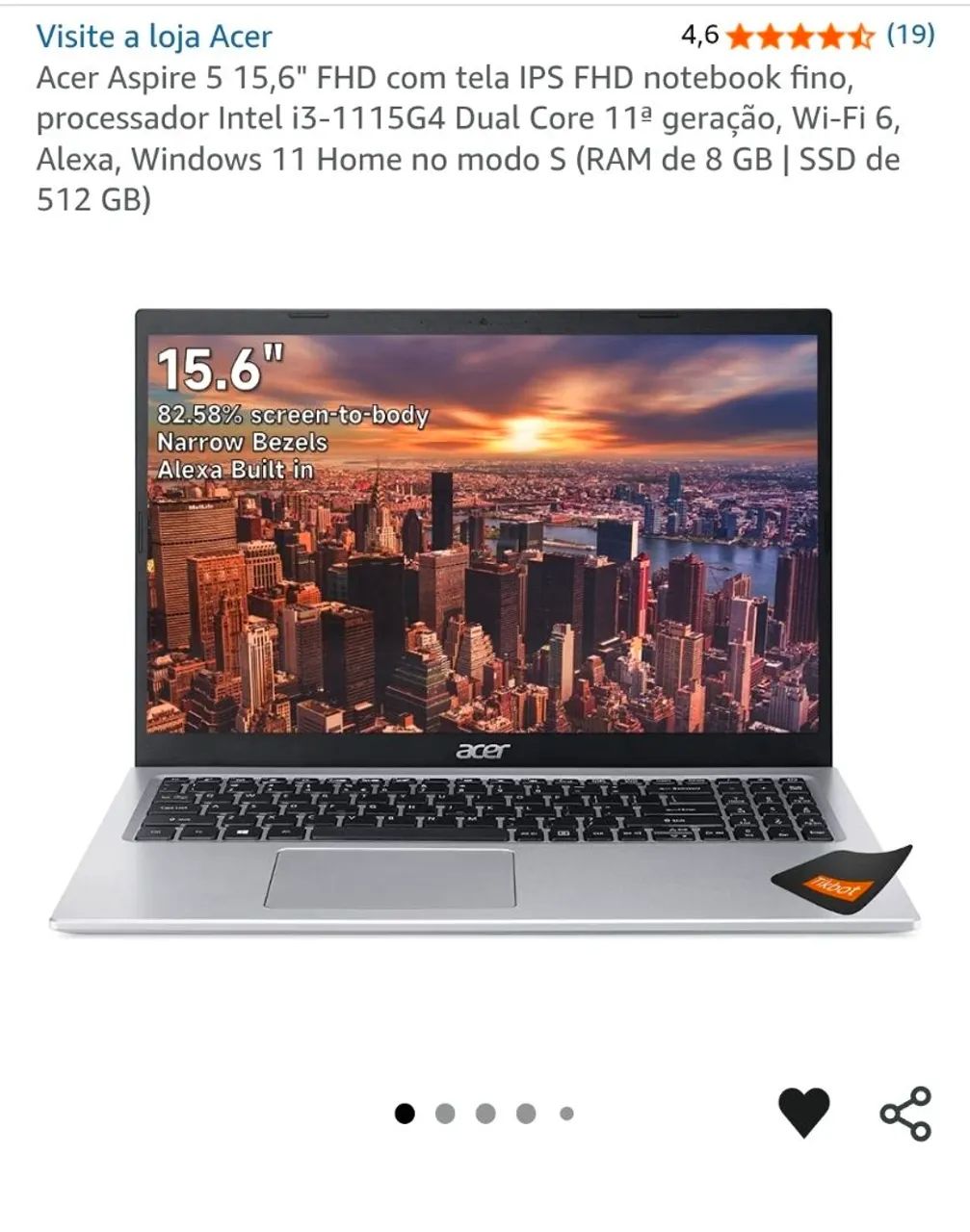 Vendo Notebook Acer Aspire 5 15,6 polegadas - Foto 3