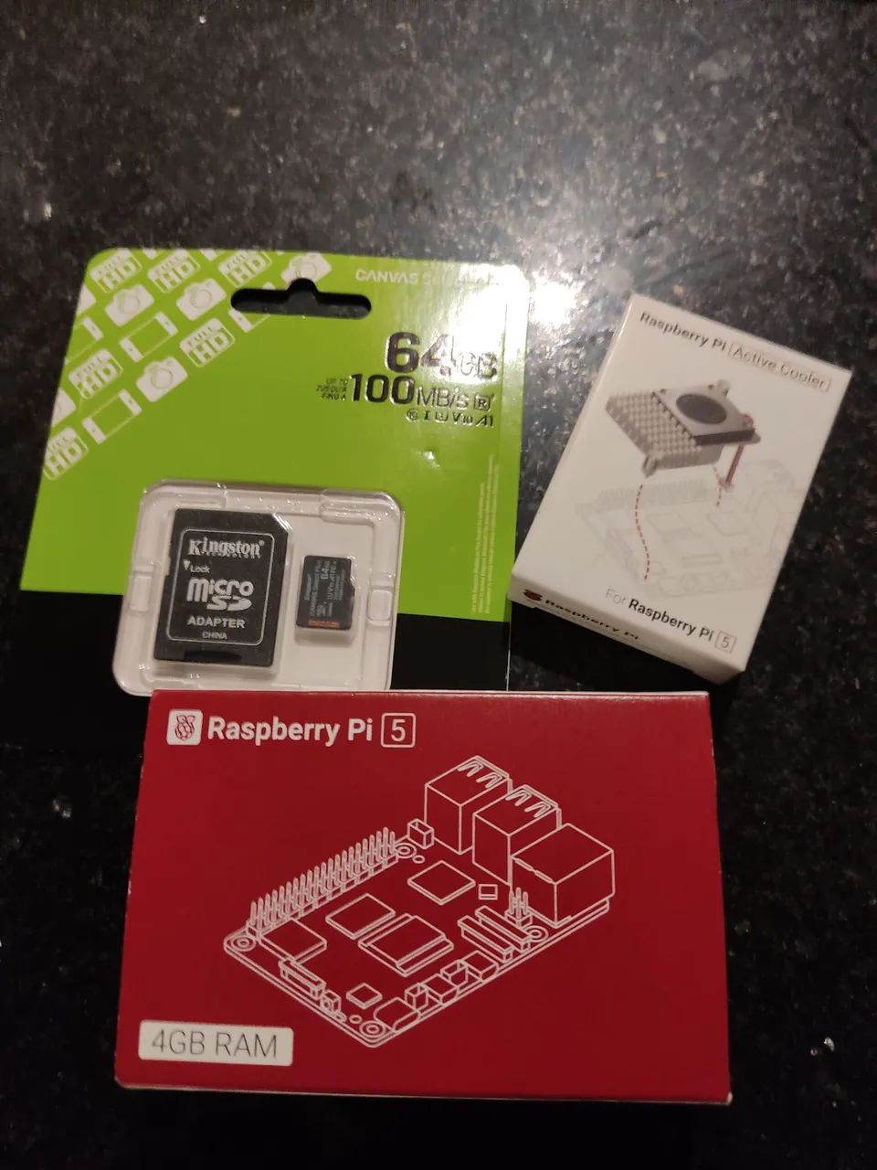 Raspberry pi5 4g+ cartão sd 64 + cooler novo
