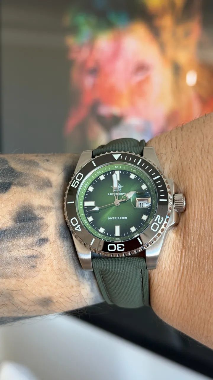 Relógio ADDIESDIVE Diver Verde 200 m Full Set - Foto 4