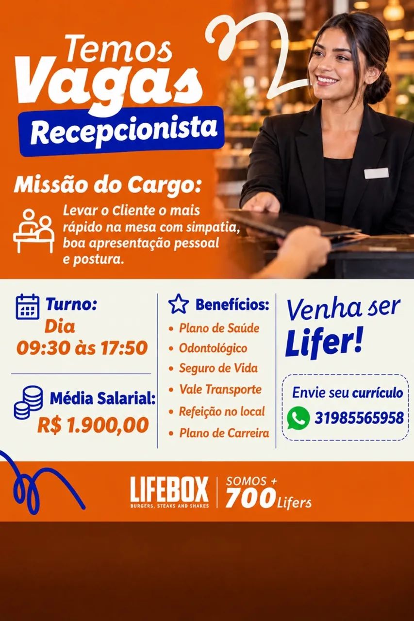 Vaga de Recepcionista 