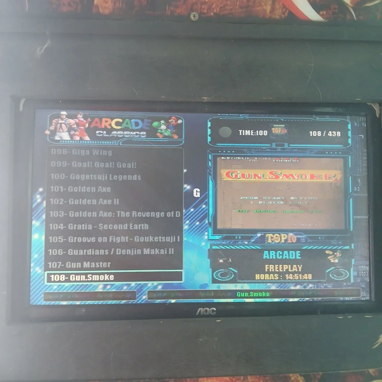 Fliperama com jogos clássicos funcionando normalmente,  sem ficheiro (créditos ilimitados)