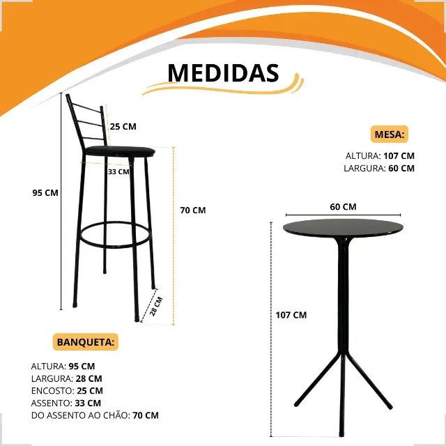 Mesa Bistrô com 2 Banquetas Redondas Altas - Foto 4