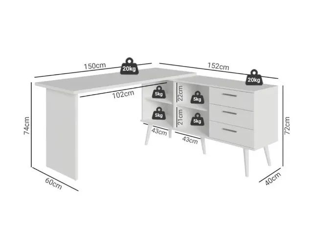 Mesa de escritório em L - Foto 2