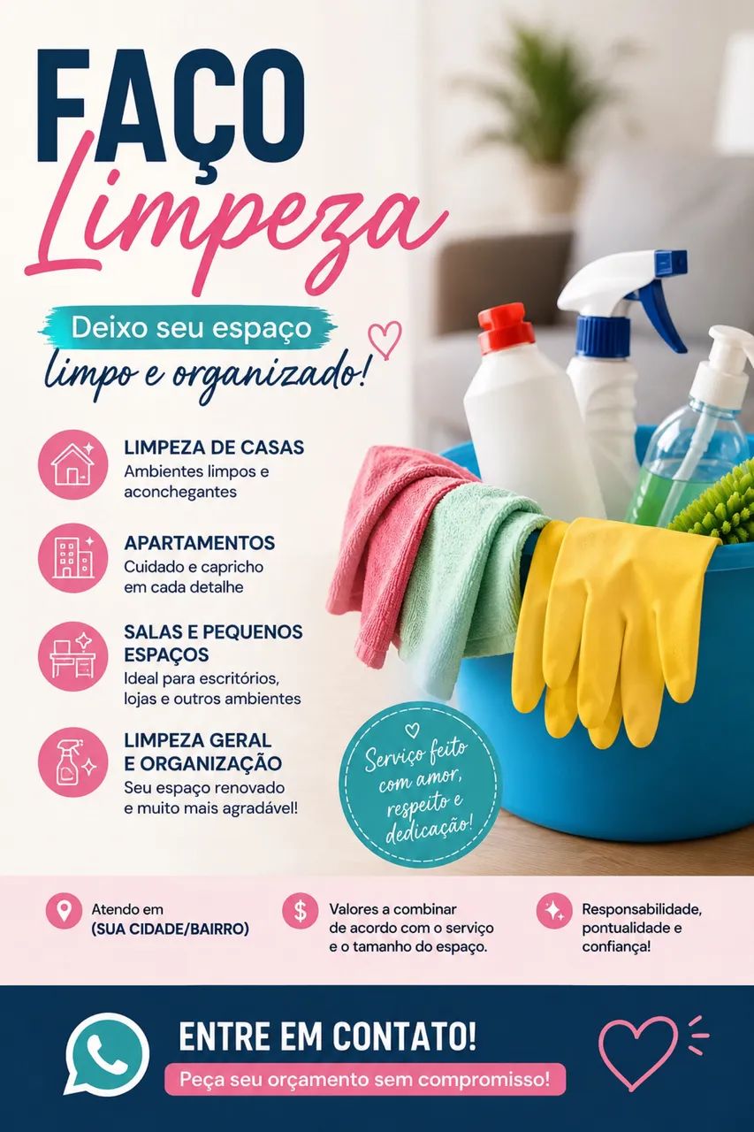 ? faço limpeza residencial e comercial - capricho e responsabilidade