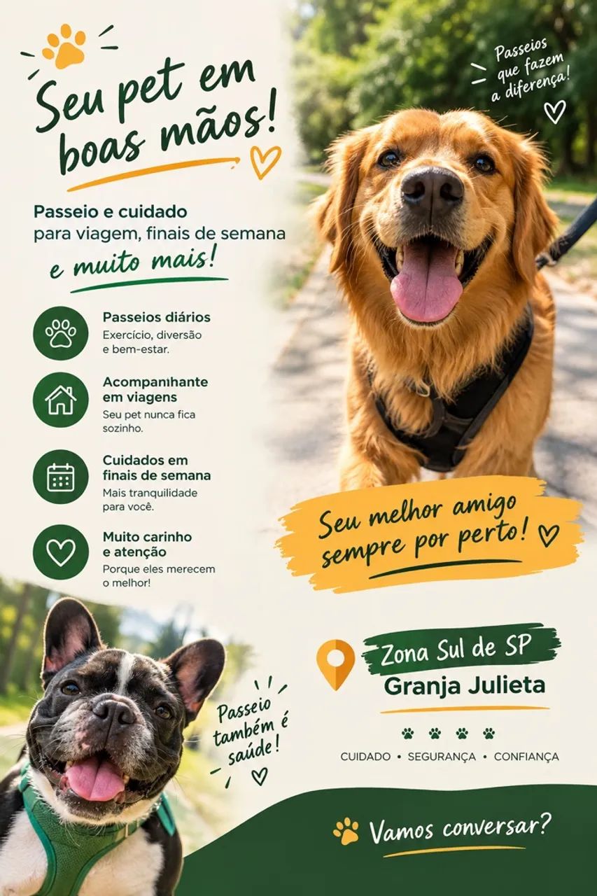 Passeios e cuidado para o seu pet