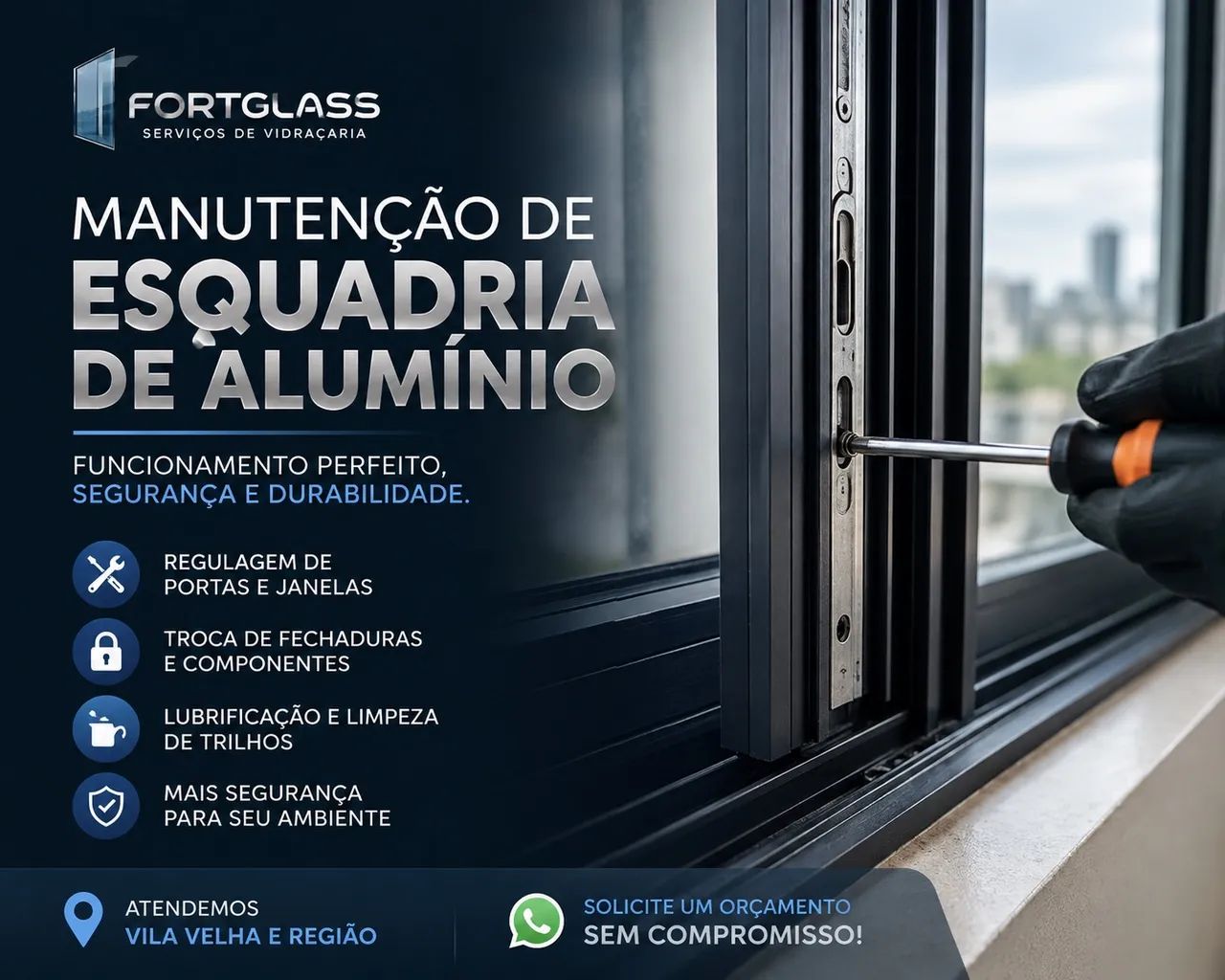 Manutenção em Esquadrias de alumínio e Vidro 