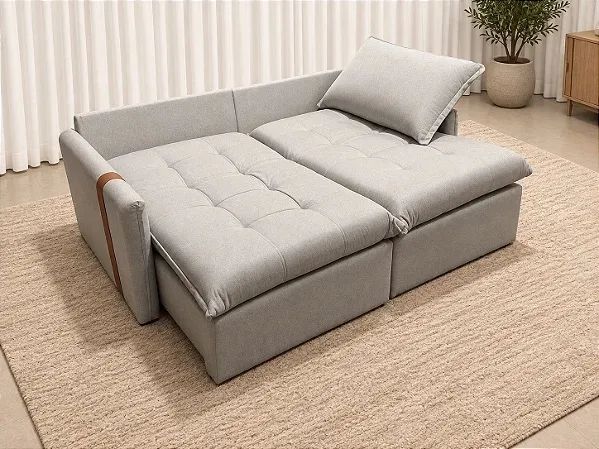 Sofá Cama Lis 2.00m Sem Caixa D28 Soft - Bouclé Entrega Rápida - Foto 5