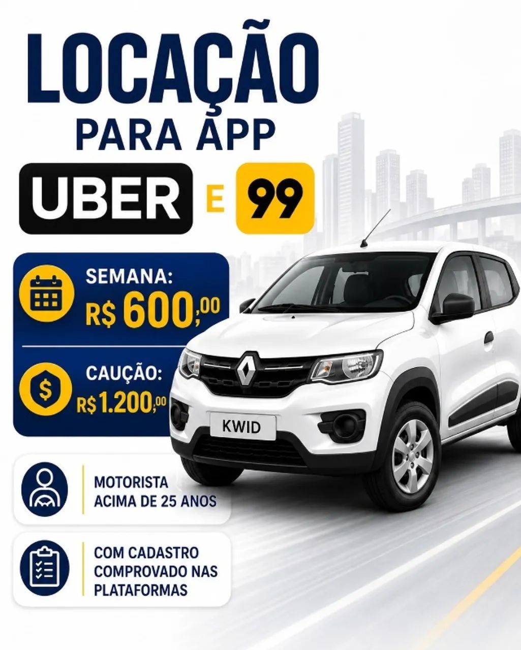 Locação veículo para aplicativo
