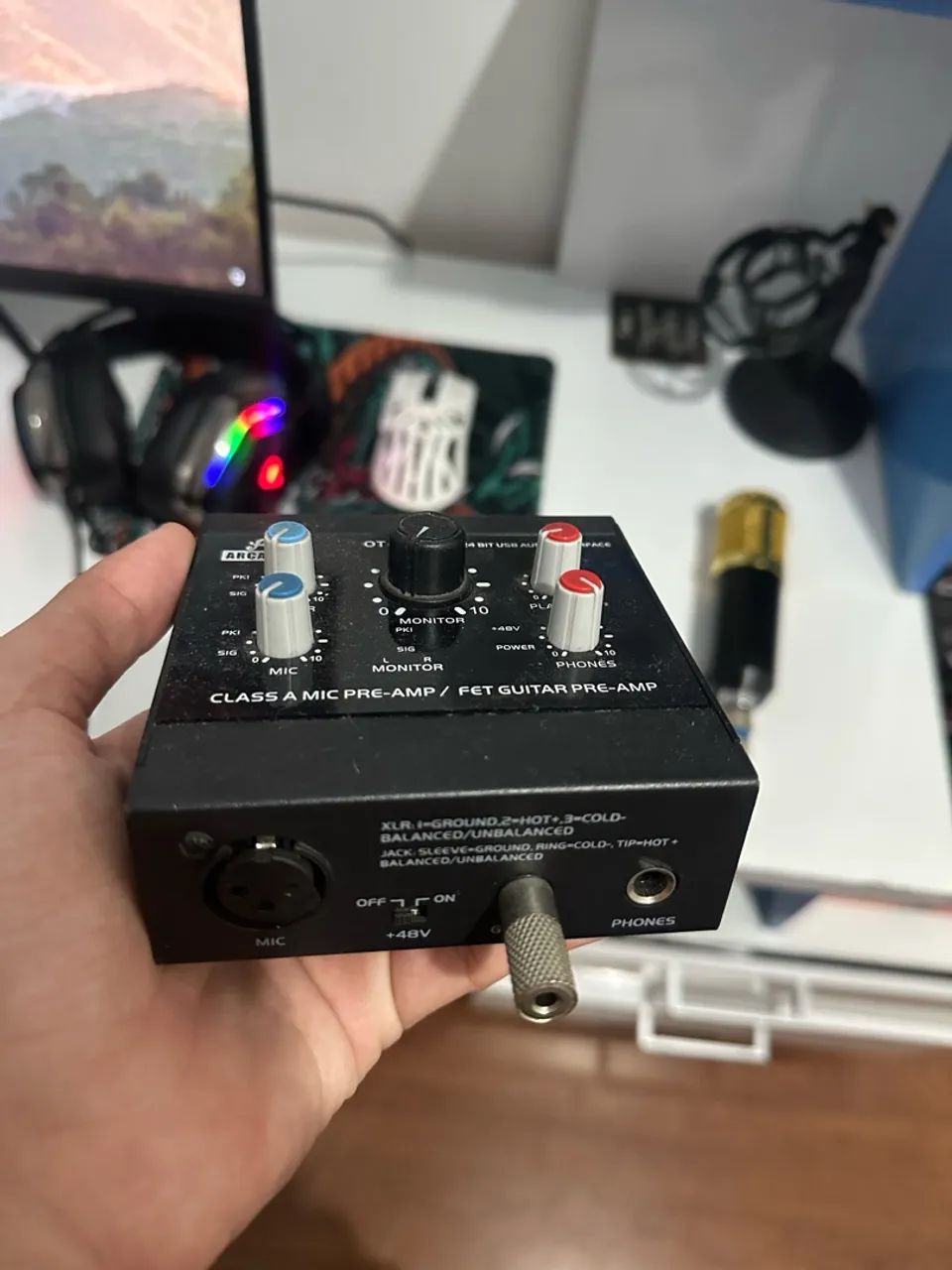 Kit Microfone BM800 + Interface de Áudio Arcano OT-1 USB 24 Bits - Foto 3