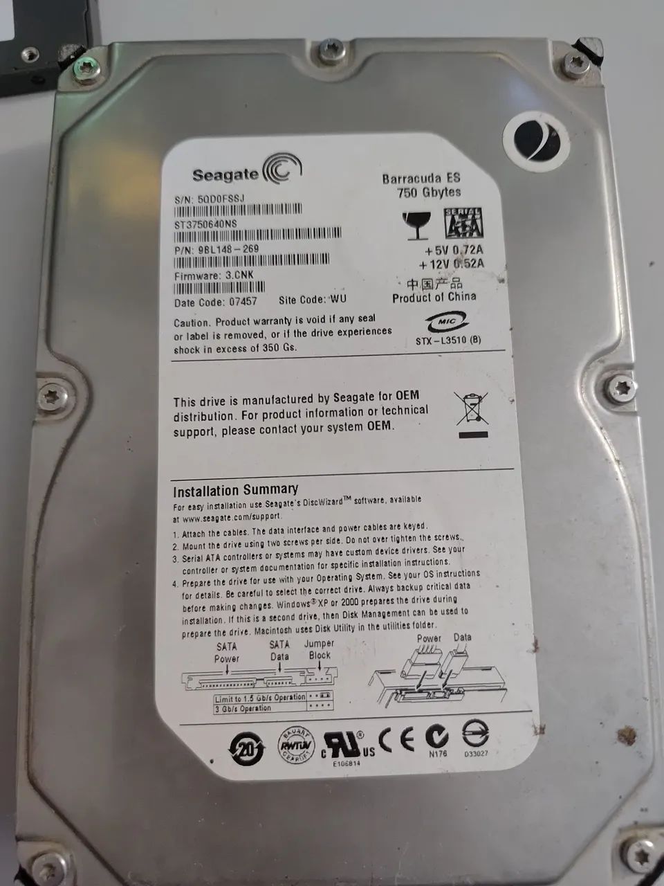 HD 750Gb Seagate barracuda ES