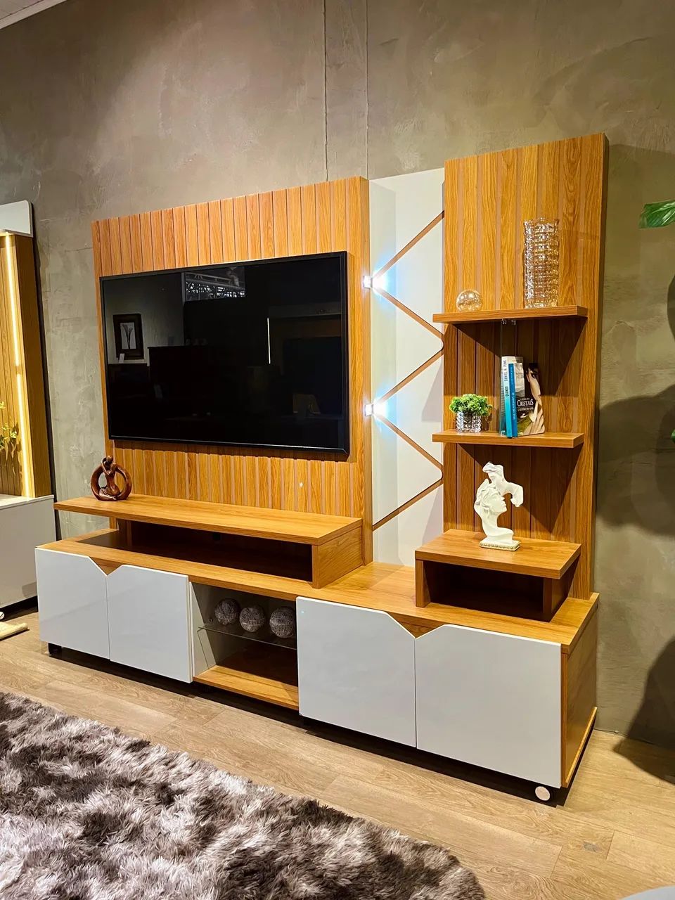 Home Cross com LED, Produzido em MDP e MDF, Apropriado para TV's de até 55 Polegadas; - Foto 2
