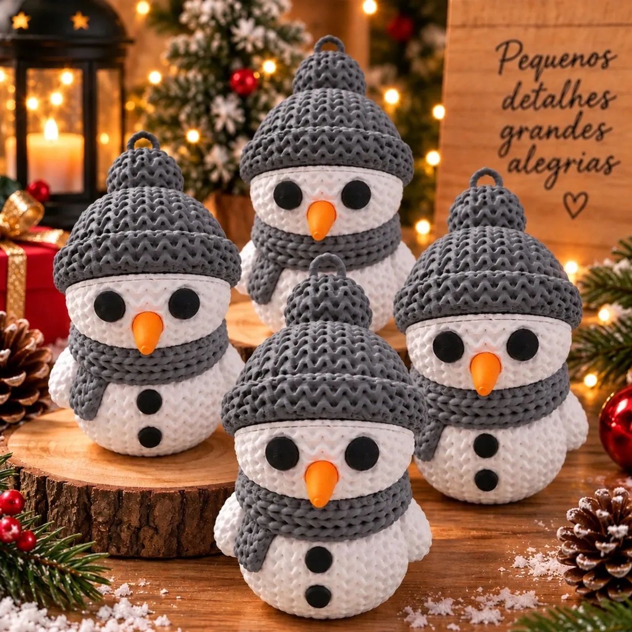 Kit com 4 Enfeites de Natal - Bonecos de Neve - Foto 4