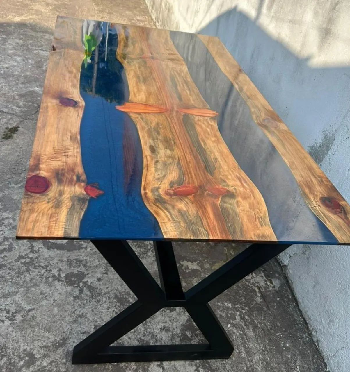 Mesa River Table azul com Resina65568136243971124